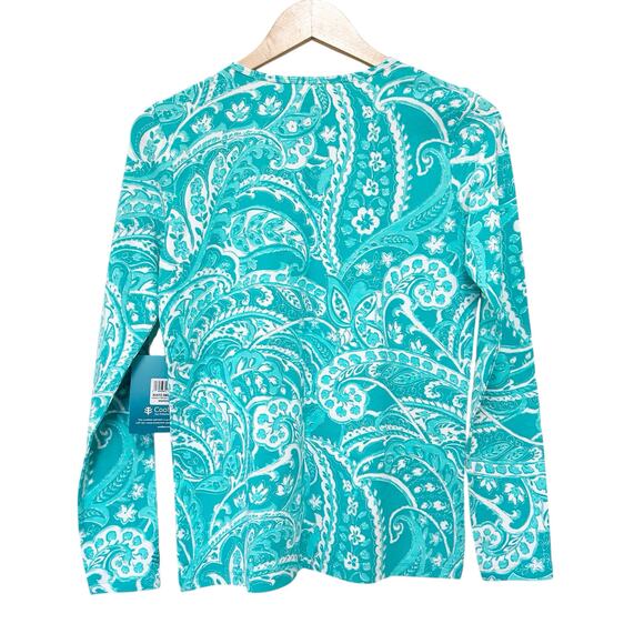 Coolibar Morada Everyday Printed Shirt UPF 50+ Green Paisley Sz XS - Picture 5 of 5